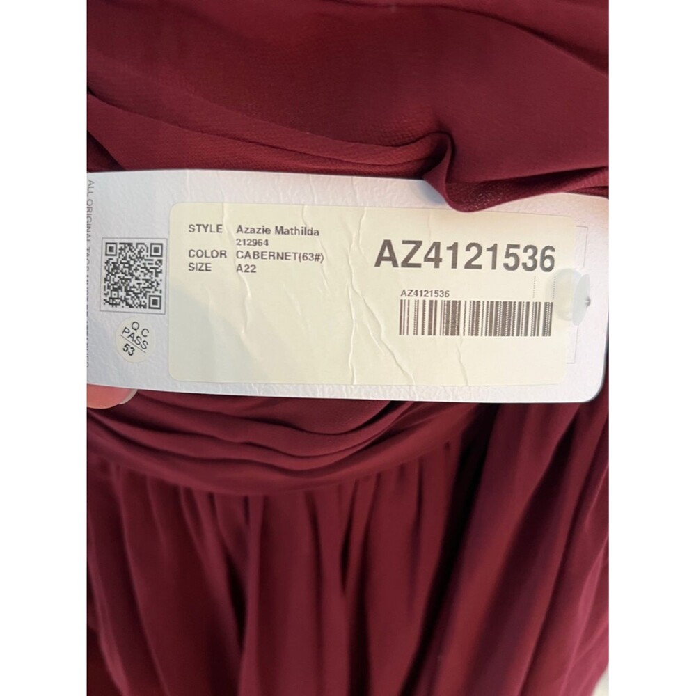 Azazie Mathilda Cabernet One Shoulder High Low Dress A22 Bridesmaid Formal - Picture 7 of 12